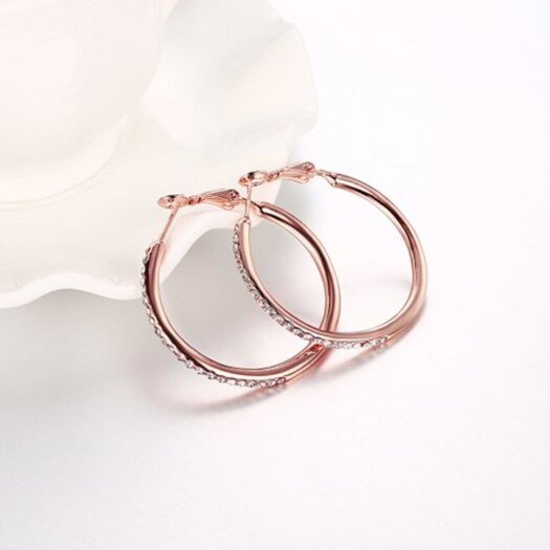 Rose Gold Round Czech Diamond Earrings