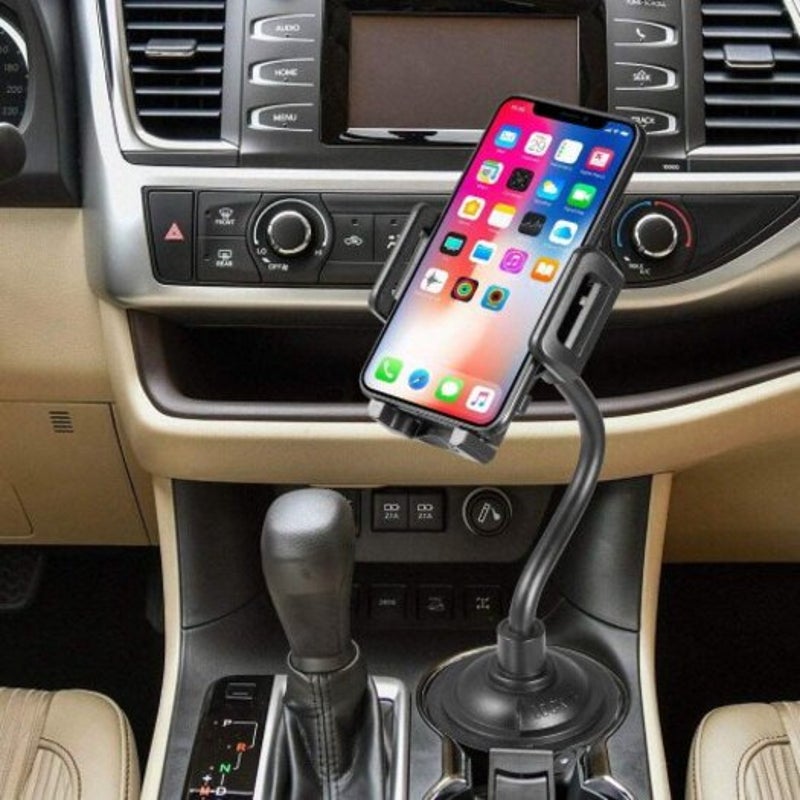 Car Cup Holder Cell Phone Mount Black