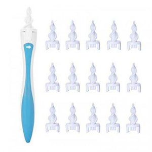 Rotating Cleaner Removal Soft Spiral Ear Handle With 16Pcs Tips White