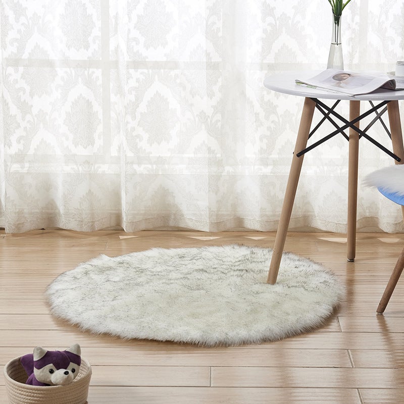 Round Artificial Wool Fur Soft Plush Rug Carpet Mat Ver 3