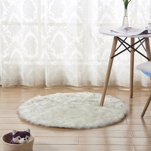 Round Artificial Wool Fur Soft Plush Rug Carpet Mat Ver 3