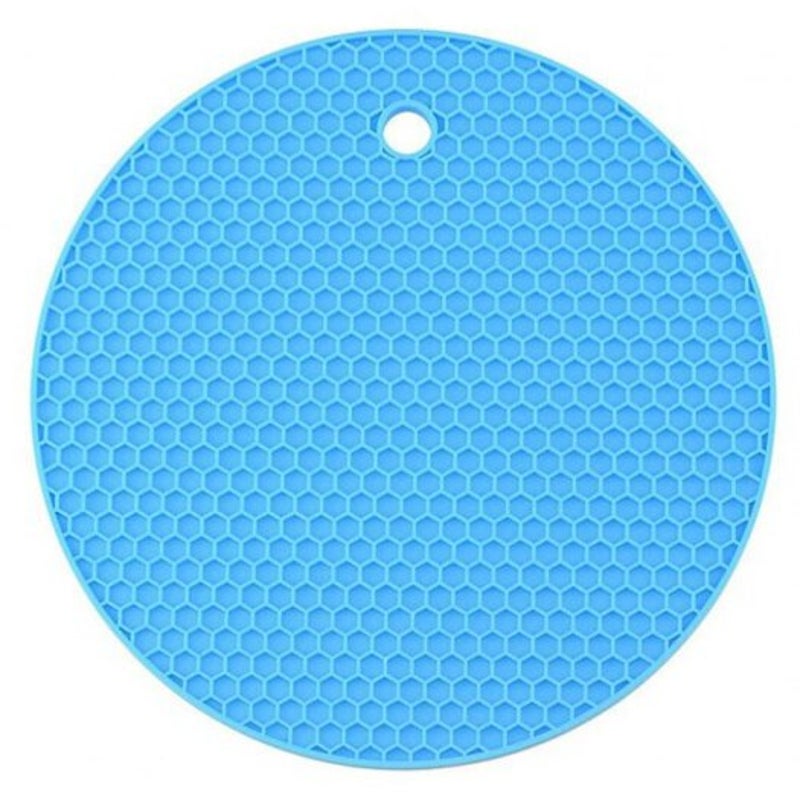 Round Heat Resistant Silicone Mat Drink Cup Coasters Non Slip Table Placemat Sky Blue