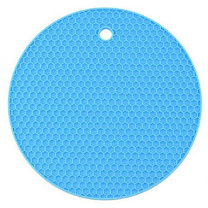 Round Heat Resistant Silicone Mat Drink Cup Coasters Non Slip Table Placemat Sky Blue