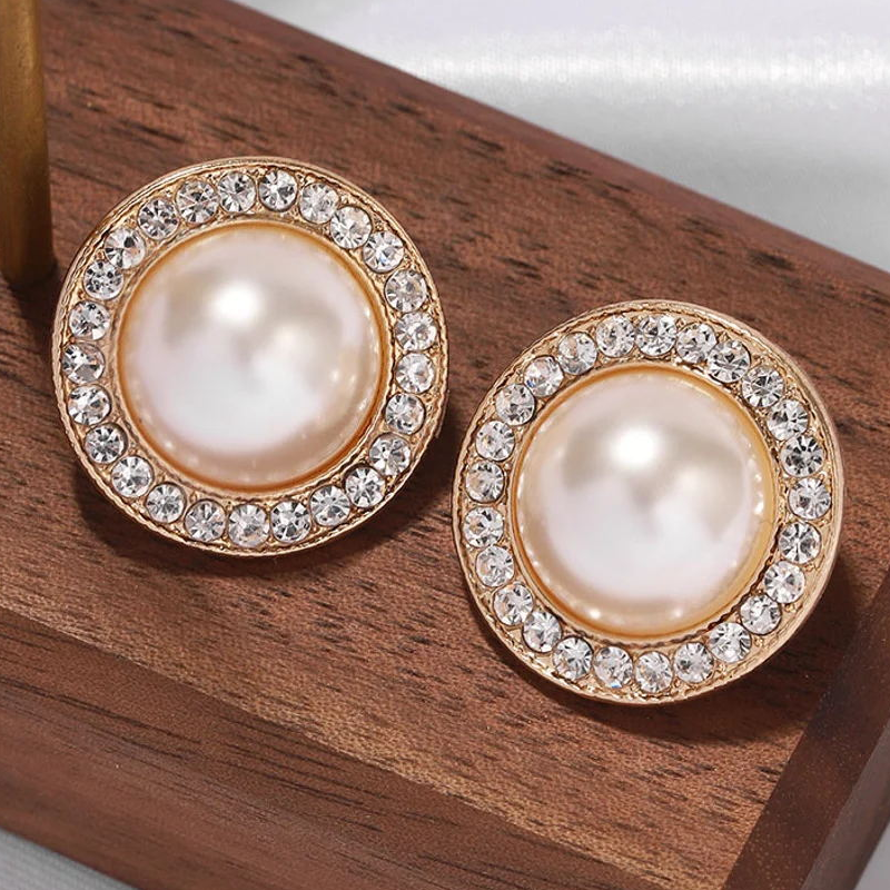 Veile Studios Jewelry Bridal Crystal And Simulated Pearl Button Earrings