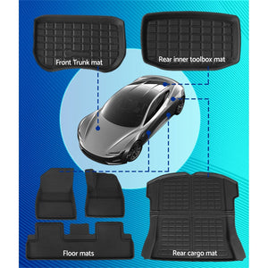 Weisshorn Car Rubber Floor Mats For Tesla Model 3 Trunk Toolbox Cargo Carpet