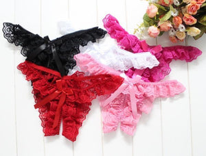 Ruffled Crotchless Panties Women Underwear