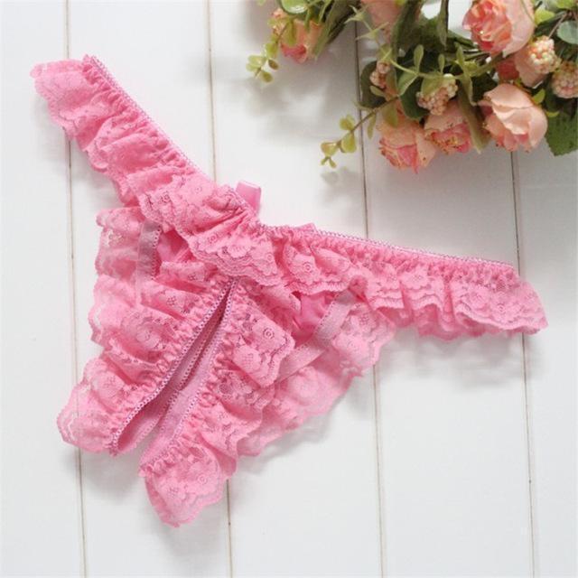 Ruffled Crotchless Panties Women Underwear