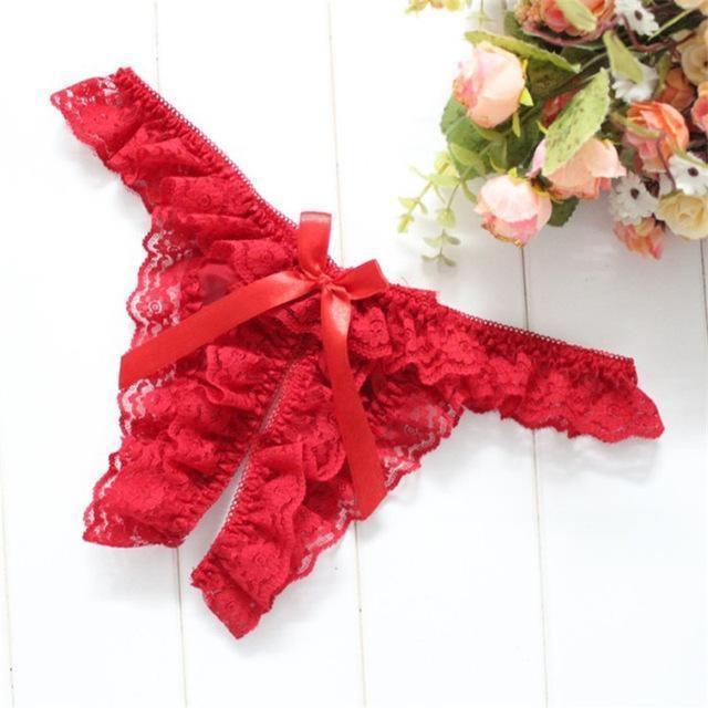 Ruffled Crotchless Panties Women Underwear