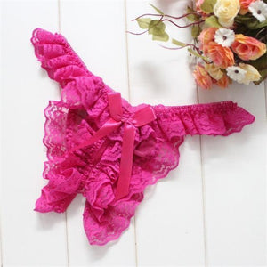 Ruffled Crotchless Panties Women Underwear