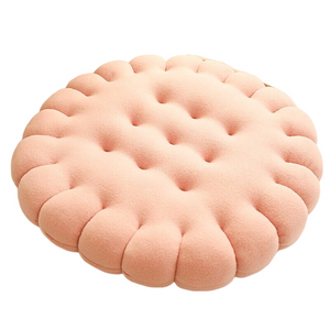 Plush Pink Round Biscuit Shape Stuffed Soft Pillow Cushion For Decor