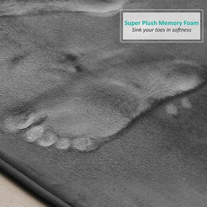 Bath Mat Gray Non Slip Rug Set Bathroom Absorbent Washable Carpet Accessories