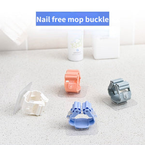 Adhesive Multi-Purpose Hooks Wall Mounted Mop Organizer Rack Brush Broom Hanger