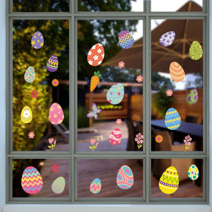 Cute Happy Easter Rabbit Chick Bunny Window Stickers Wall Decals