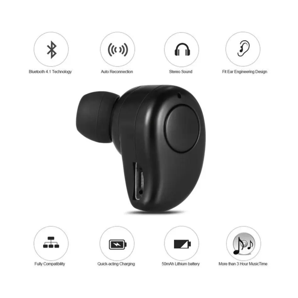 S530 Plus Invisible Bt 4.1 Headphones Ear Stereo Music Headsets Hands Free W / Microphone Earphone Black For Exercise Bu