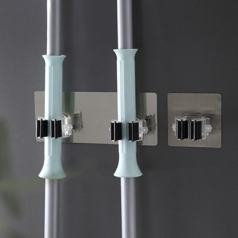 Adhesive Multi-Purpose Hooks Wall Mounted Mop Organizer Rack Brush Broom Hanger