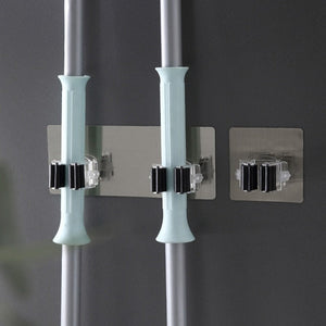 Adhesive Multi-Purpose Hooks Wall Mounted Mop Organizer Rack Brush Broom Hanger