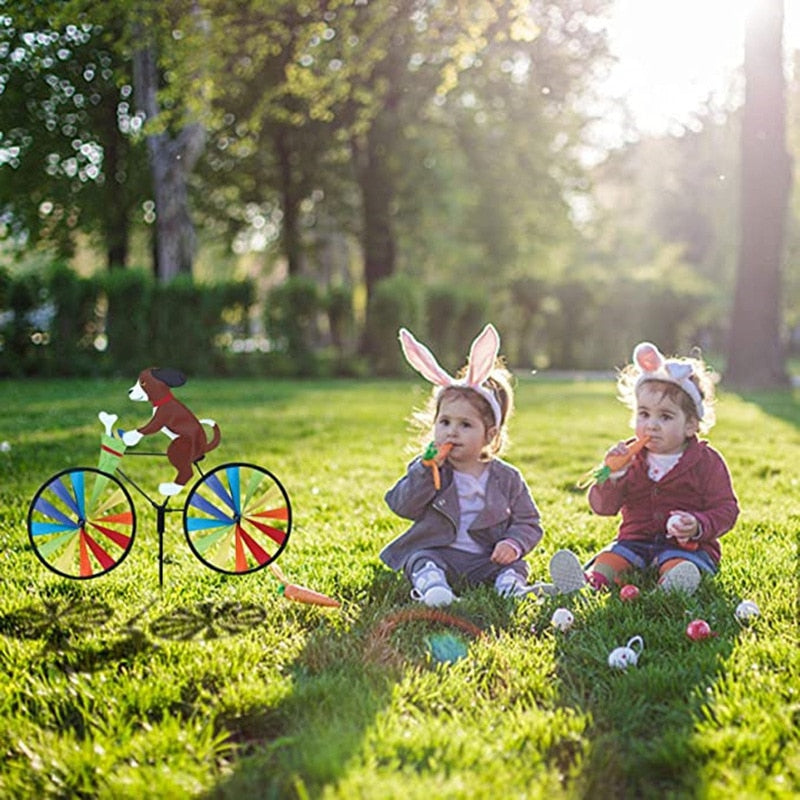 Animal Bicycle Windmill Wheel Spinner Garden Decorations