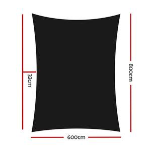 Instahut 6X8m Shade Sail Sun Shadecloth 280Gsm Black