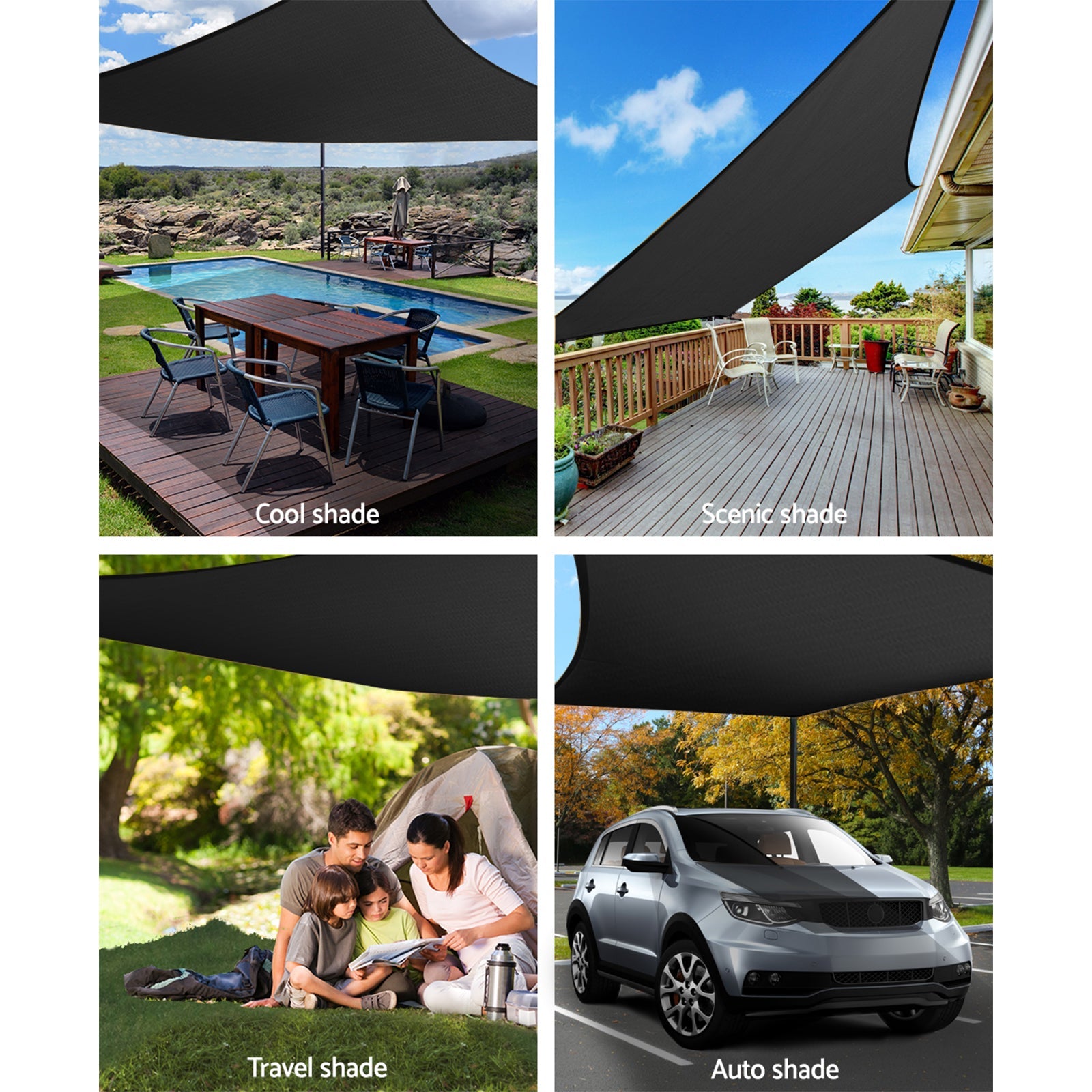 Instahut 6X8m Shade Sail Sun Shadecloth 280Gsm Black