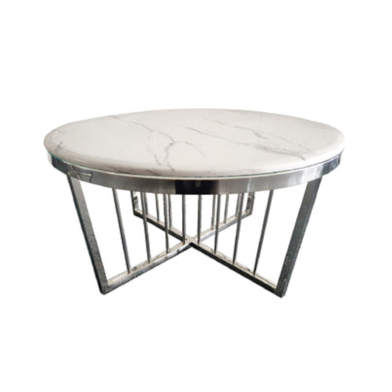 Salina Coffee Table - Marble 80Cm Silver