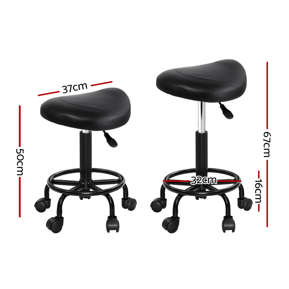 Artiss 2X Saddle Salon Stool Swivel Barber Chairs Stools Hydraulic Lift Pu