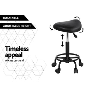 Artiss 2X Saddle Salon Stool Swivel Barber Chairs Stools Hydraulic Lift Pu