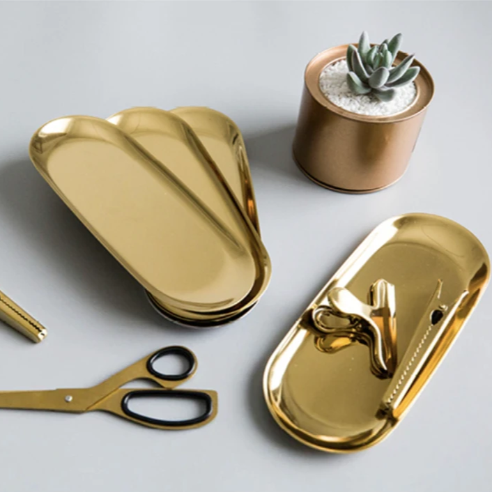 Golden Tray Bathroom Storage Organisation