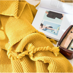 Long Tassel Knitted Blanket Throw