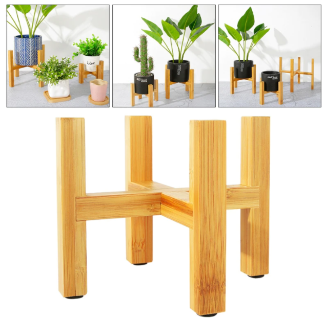 Bamboo Pot Holder Indoor Plant Stand Home Decor