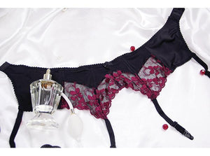 House Of Dasein Seductive Lingerie Set Red Black Kawaii Women