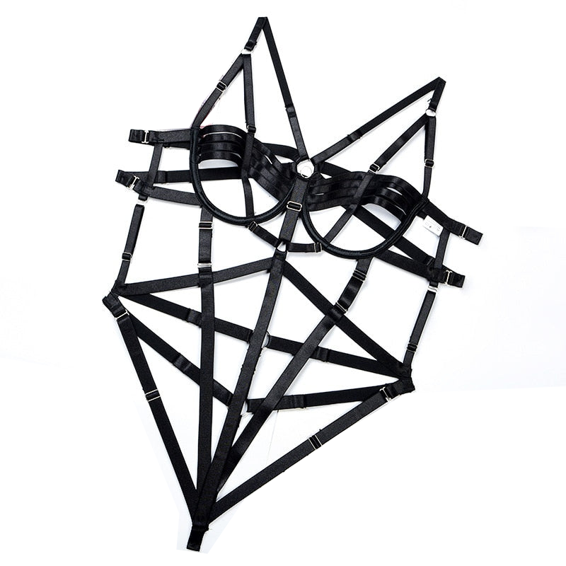 Seductive And Alluring Hollow Out Sexy Bandage Bodysuit Strappy Teddy Bondage