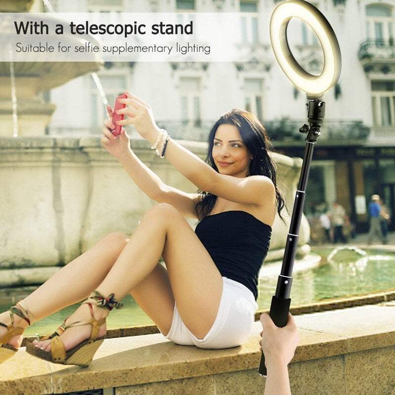 Camera Tripods Gimbals Selfie Sticks Light 8 Inch Desktop Mini Led Video Ring Lamp Dimmable 3 Lighting Modes Usb Powered