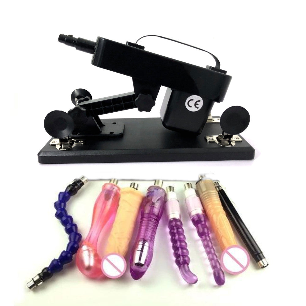 A2 Black Automatic Sex Machine 6 Dildos Plus Extender Rods