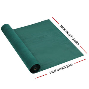 Instahut 3.66X30m 30% Uv Shade Cloth Shadecloth Sail Garden Mesh Roll Outdoor Green