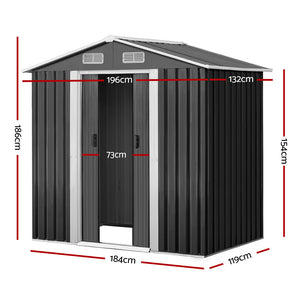 Giantz Garden Shed Outdoor Storage Sheds 1.96X1.32M Tool Workshop Metal Grey