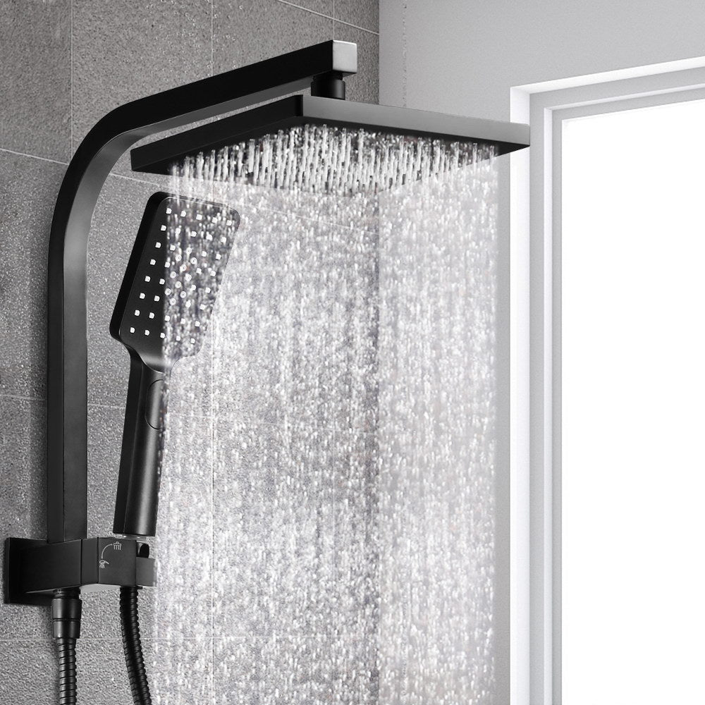 Cefito Wels 8'' Rain Shower Head Set Square Handheld High Pressure Wall Black