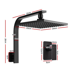 Cefito Wels 8'' Rain Shower Head Mixer Square High Pressure Wall Arm Diy Black