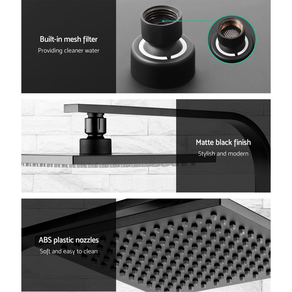 Cefito Wels 8'' Rain Shower Head Mixer Square High Pressure Wall Arm Diy Black