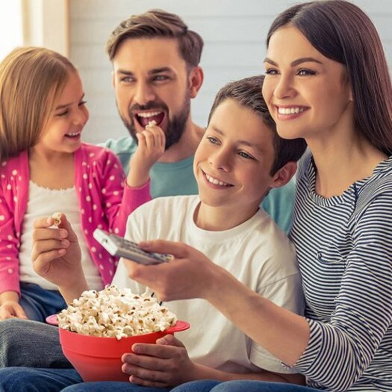 Popcorn Bowl High Temperature Resistant Silicone Bucket With Lid Orange