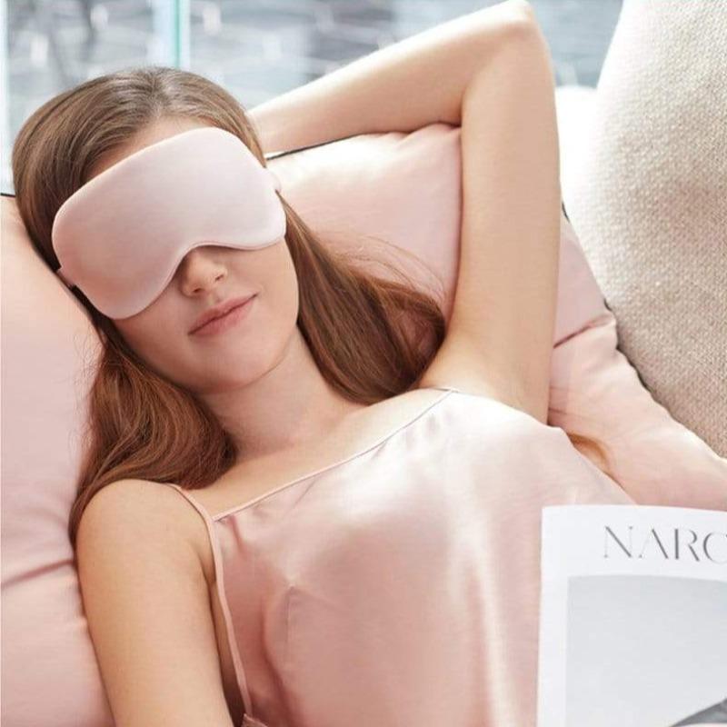 Black Or Pink Pure Silk Eye Mask Soft Sleeping Blindfold