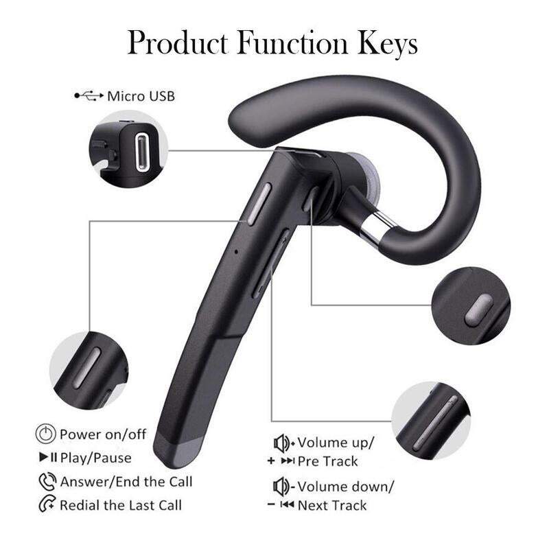 Headphones Single Ear Comfortable Bluetooth 5.0 Wireless Headset With Led Digital Display