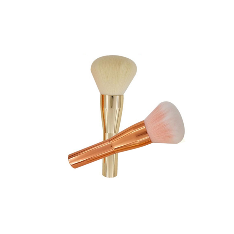 Single Makeup Brush Metal Handle Whitewashed Tool Gold