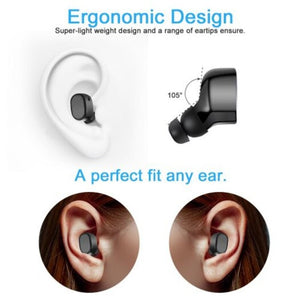 Single Mini Bluetooth Earbud Invisible Wireless Earpiece Sport Headphone With Mic Usb Charging Black