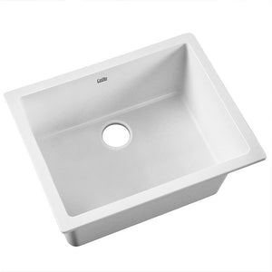 Cefito Stone Kitchen Sink 610X470mm Granite Under/Topmount Basin Bowl Laundry White