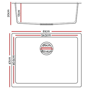 Cefito Stone Kitchen Sink 610X470mm Granite Under/Topmount Basin Bowl Laundry White