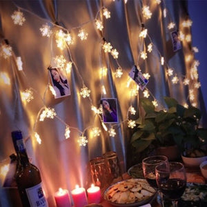 Snowflake Fairy String Lights Decorative Led Lamp Band Warm White 3M 20Led Plug