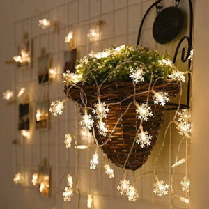 Snowflake Fairy String Lights Decorative Led Lamp Band Warm White 3M 20Led Plug