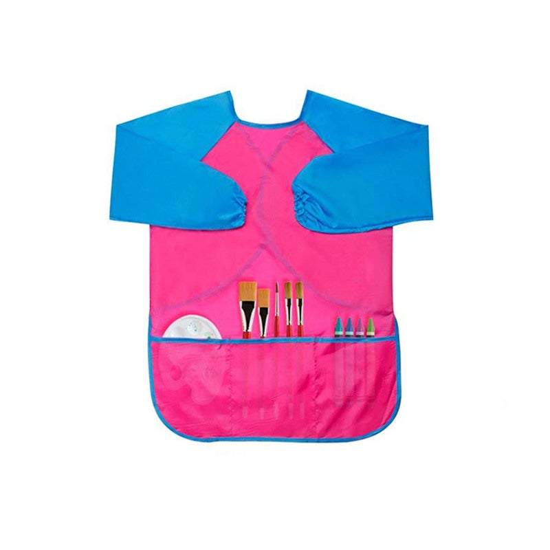 Long Sleeve Smock Children Waterproof Painting Apron With 3 Pockets