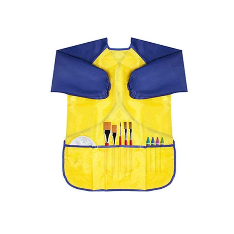 Long Sleeve Smock Children Waterproof Painting Apron With 3 Pockets