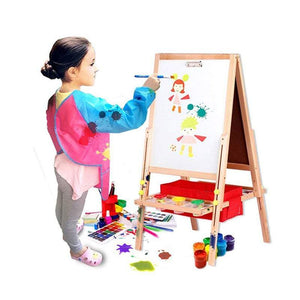 Long Sleeve Smock Children Waterproof Painting Apron With 3 Pockets